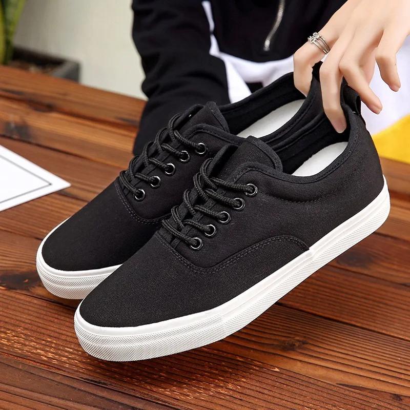 

Fashion Track New Men s Casual Shoes Man Flat Shoes Fashion Classic Couples Canvas Shoes Low Top Lace-up White Sneakers Male 39 чёрный