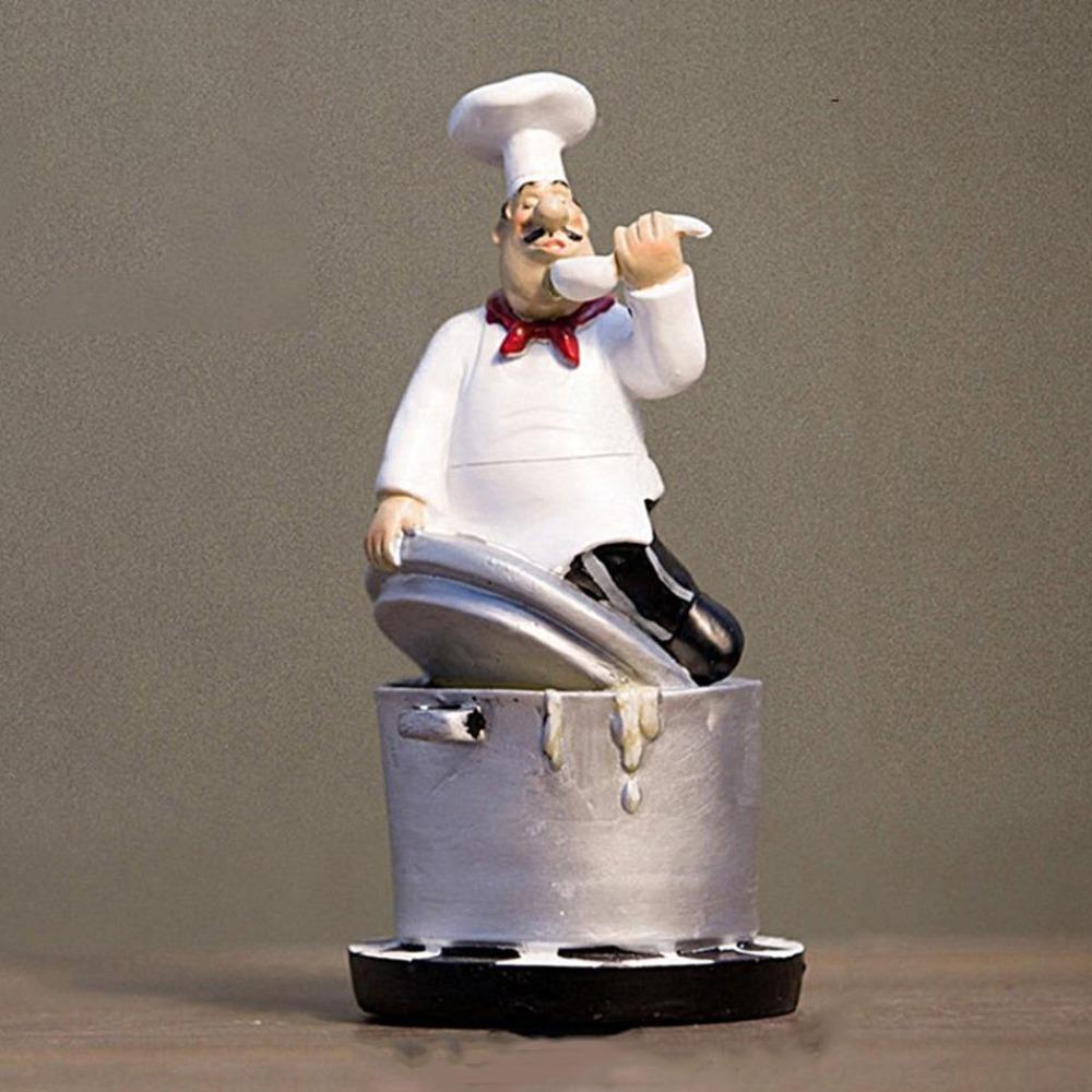 Handicraft Rustic Bakery Chef Resin Statue Simulated Kitchen Chef Figurine Balcony Garden Supplies