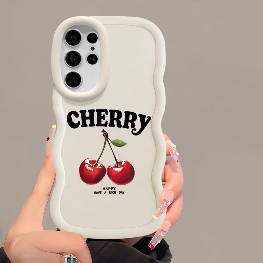 Hülle für Samsung Galaxy S20 FE S22 Ultra A26 S24 S23 Plus S21 A25 S25 Weiche Handyhülle A54 A35 A55 A36 A24 A34 Cartoon Kirsche