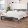 Vidaxl Bed Frame, Gray, Solid Wood, 120X190 Cm, Double