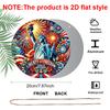 2D Flat, 1pc Vintage Patriotic Independence Day Aluminum Wall Decor - Statue of Liberty with Fireworks, American Flag Colors - Heavy-Duty Rustproof