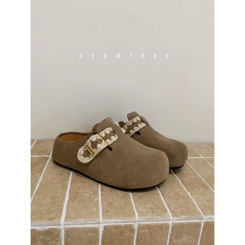 

Thick bottom heightening one pedal bag head half slippers women s summer wear new sandals 35 хаки