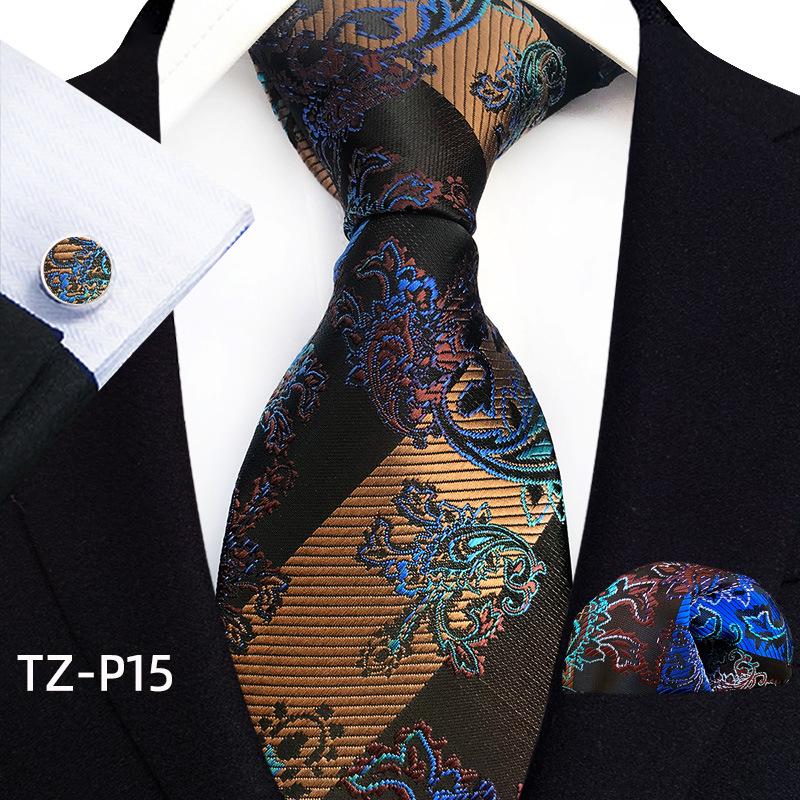 

2025 Plaid Formal Men s Three-Piece Set: Tie, Pocket Square, and Cufflinks