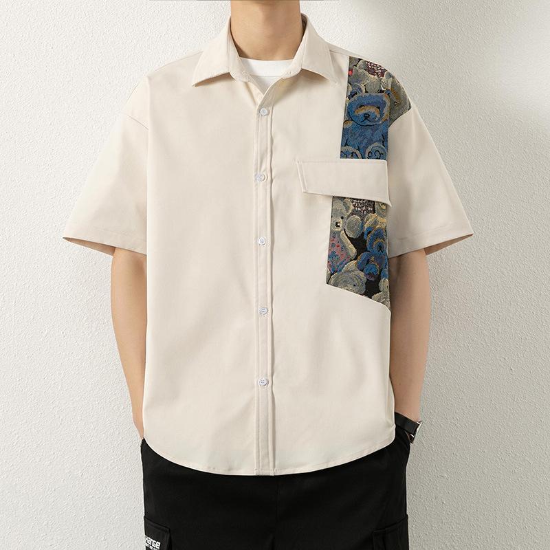 

Летняя рубашка с короткими рукавами, мужская новая повседневная рубашка с рукавами пять четвертей и лацканами, мужская куртка 3XL