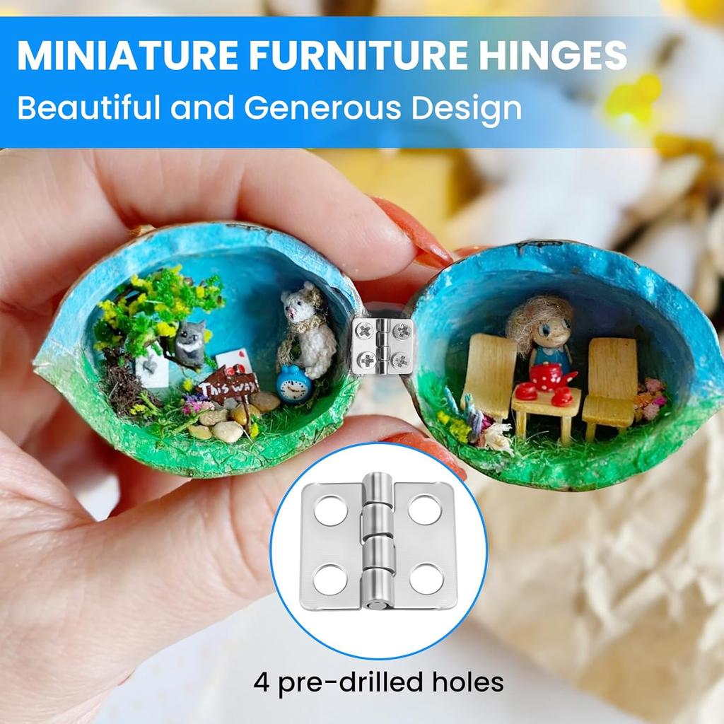 Mini Dollhouse Hinges 180 Degree Folding Hinge DIY Craft Wooden Jewelry Box Miniature Furniture Cabinet Closet Hinges with Screw