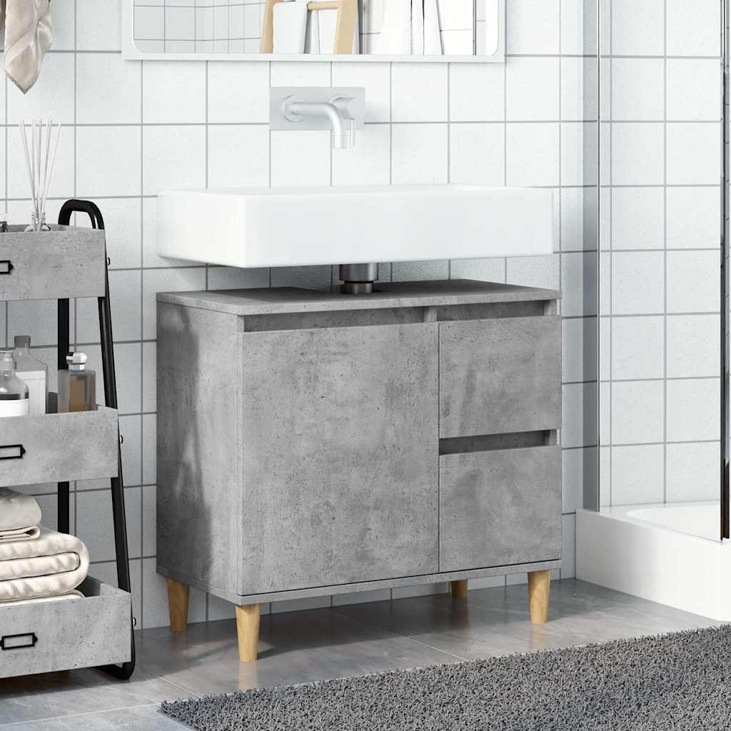 Modern bathroom vanity, storage cabinet under the sink, open storage on the side with door, 65x33x60 cm
