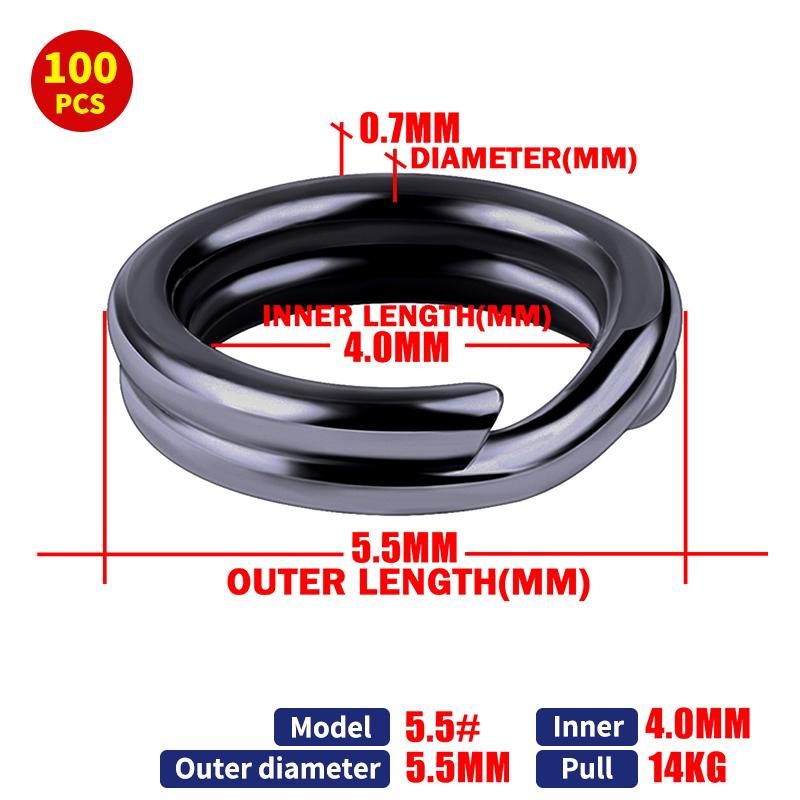 100Pcs Fishing Split Rings Stainless Steel 3.5-12Mm High Quality Strengthen Double Circle Round Snap Pesca Accessories