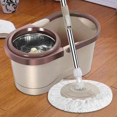 Souprava kbelíku Yousheng Spin Mop se 2 náhradními hadry Rotační systém s rukojetí z nerezové oceli Suchý mokrý mop Nástroj pro čištění domácnosti
