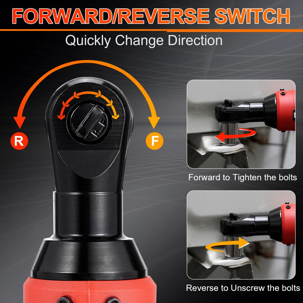 16.8V Electric Impact Wrench Cordless Rechargeable Screwdriver 3/8 Inch Right Angle Ratchet Wrenches Driver Drill Power Tool