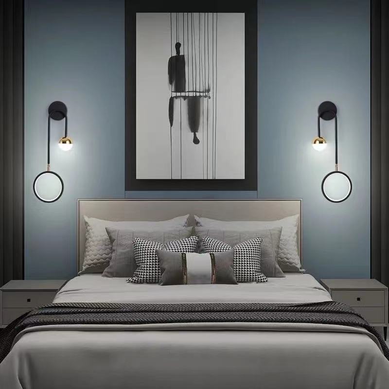 ZK50 Modern light luxury bedroom bedside lamp Nordic living room simple creative aisle corridor background decoration wall lamp