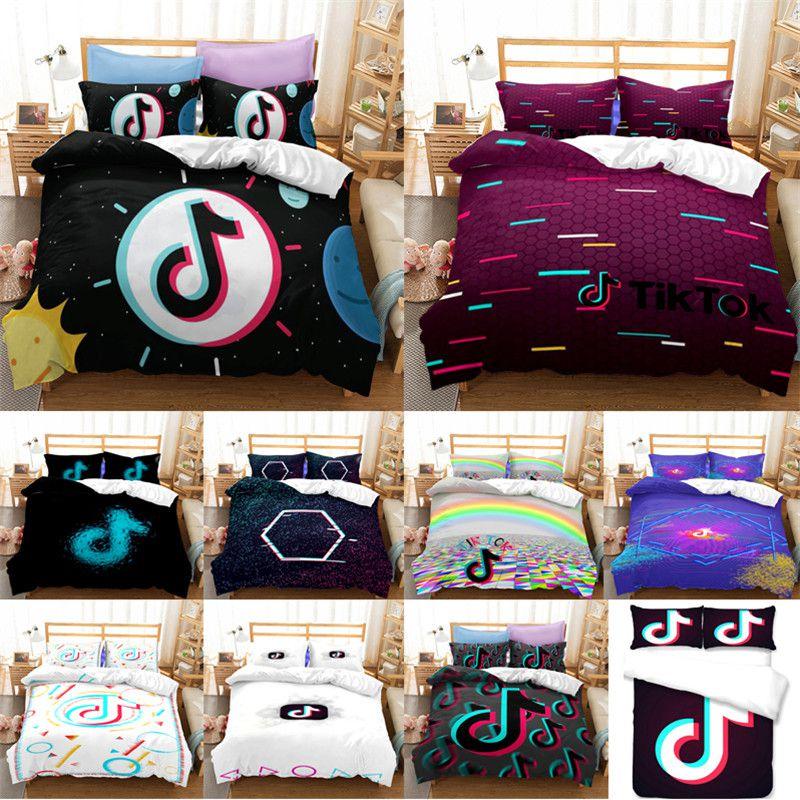 Luxurious Tiktok Pattern Duvet Cover Set With Pillowcase For Comfortable Sleep