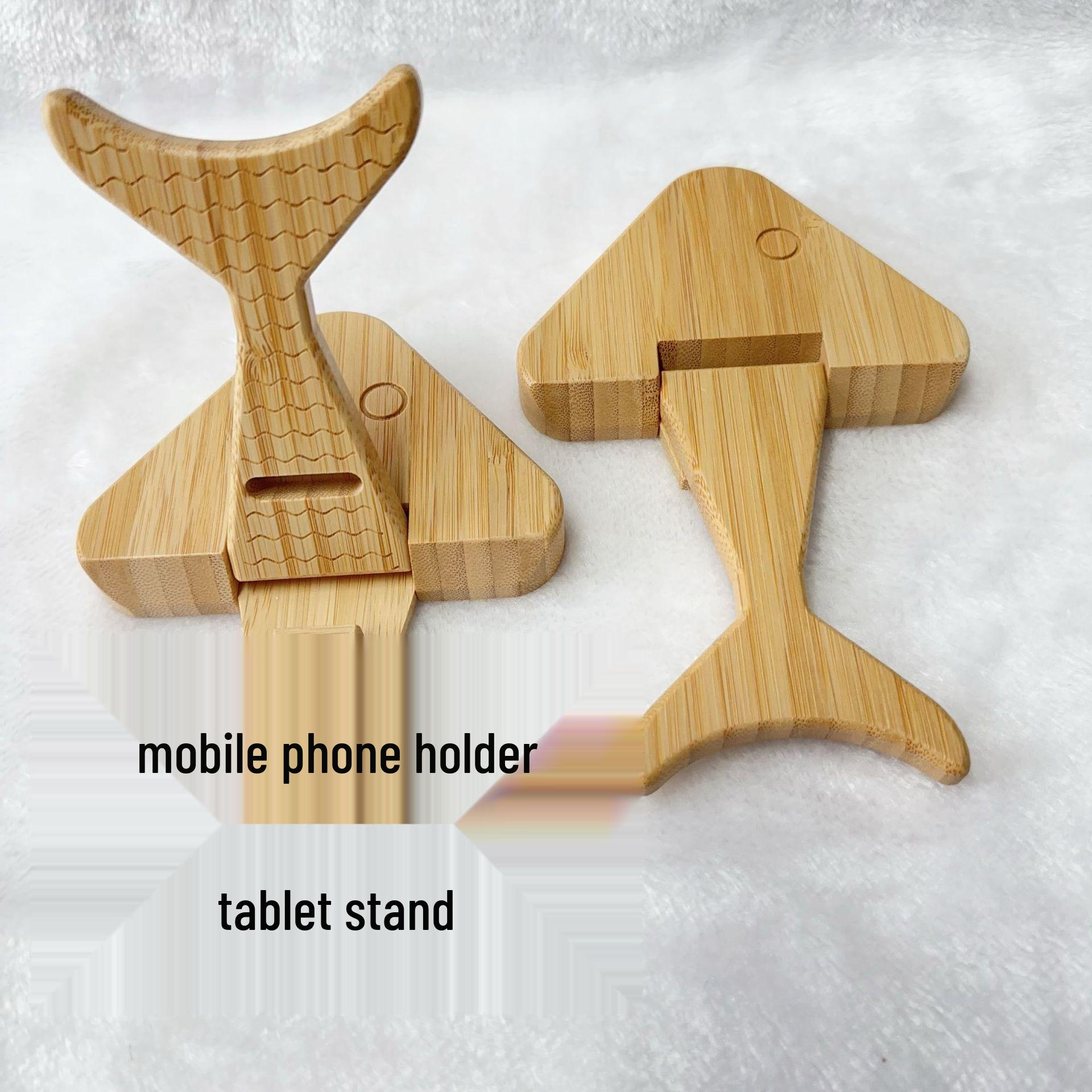 Bamboo Fish-Shaped Phone and Tablet Stand for Desk