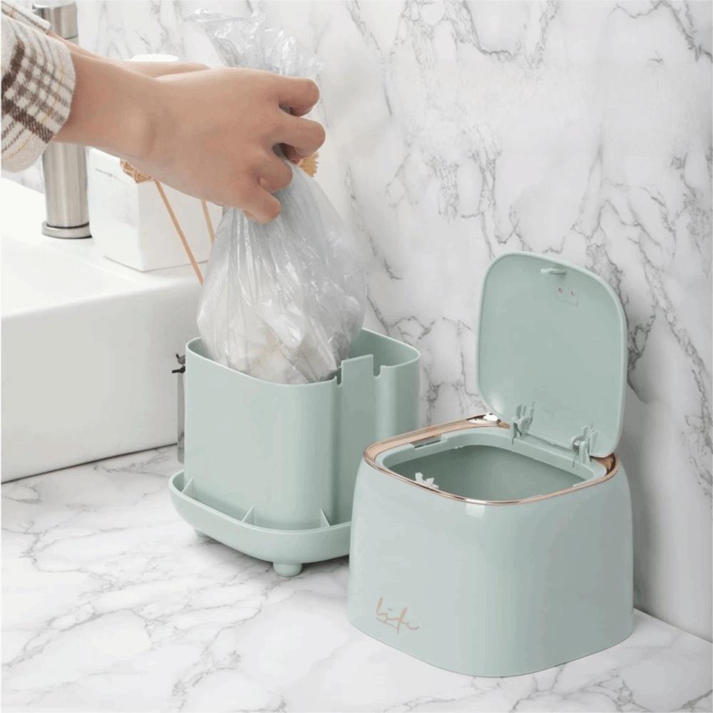 Large Opening Desktop Trash Can Double-layer Design Mini Waste Bin  Coffee Table