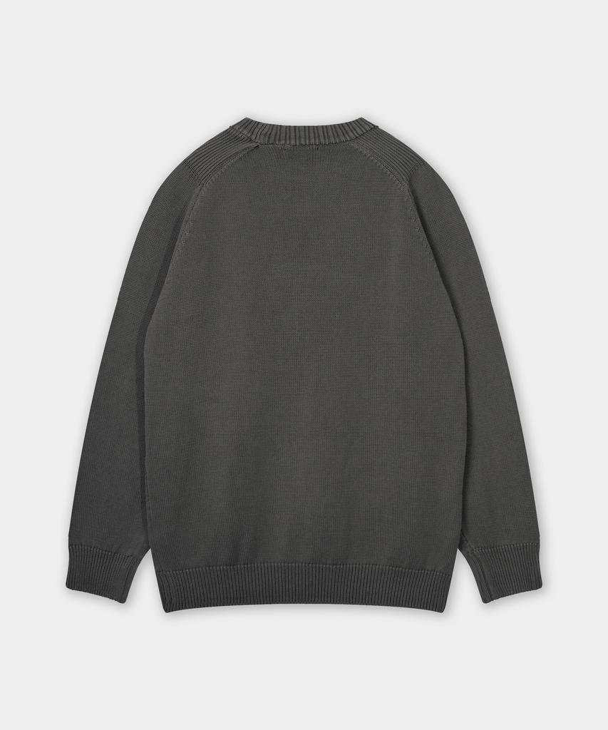 BIRBANTE Garment-Dyed Washable Round Knit - Charcoal