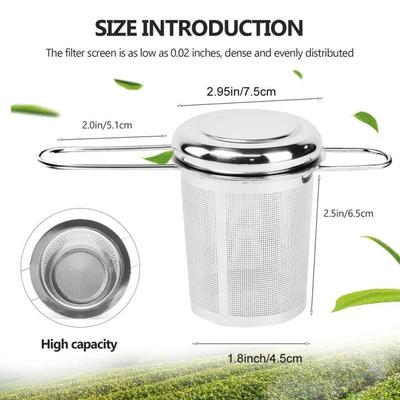 Tee-Ei aus Edelstahl-Drahtgeflecht mit Deckel Wiederverwendbarer Tassen-Sieb Loser Blatt-Gewürzfilter für Teekannen Tassen Becher zum Aufgießen von Tee Kaffee