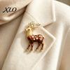 Mini Reindeer Brooch Christmas Pin, Rhinestone Elk Lapel Sweater Alloy Cardigan Coat Suits Accessories, Jewelry Gift for Xmas