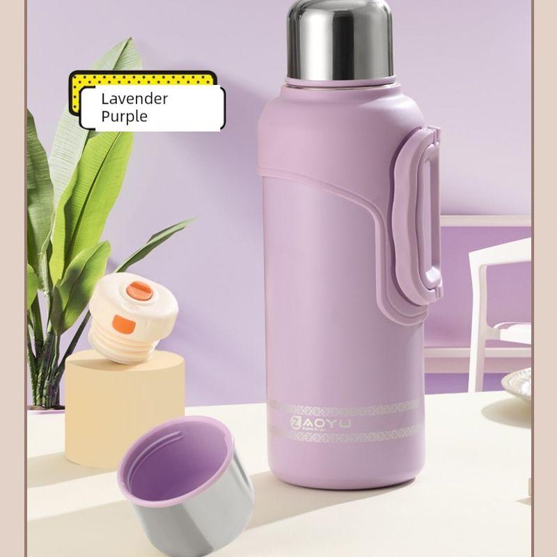 

304 Stainless Steel Large-Capacity Thermos Cup with Tea-Water Separation, Car Travel Large Thermos Pot, Outdoor Portable Water Bottle 1000ml Lavender Purple