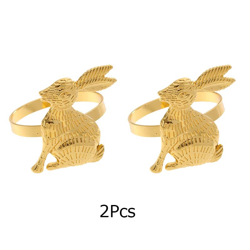 

2/4 шт. металлический держатель для салфеток в форме кролика, гальванизированное банкетное кольцо для салфеток, пасхальное кольцо для салфеток, золотое кольцо для ткани 2Pcs золотой