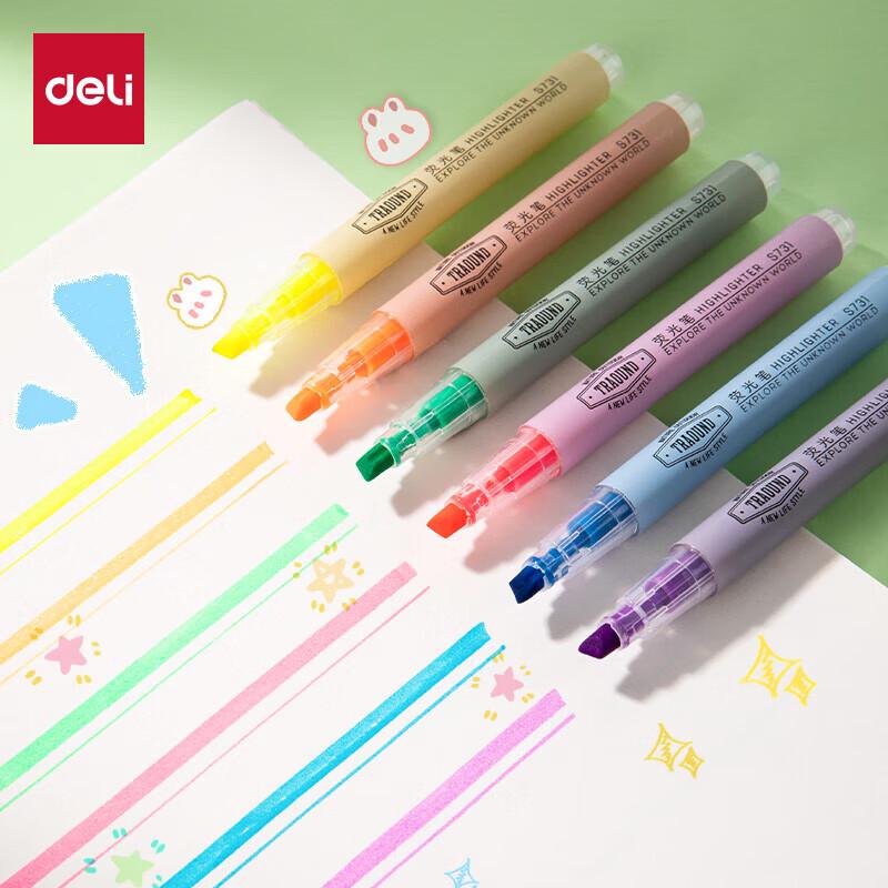 Deli S731 Chisel Tip Highlighter Pens