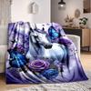 1pc Unicorn Fantasy Art Blanket Lightweight Blanket Throw Blanket For Sofa, Bed, Travel, Camping, Livingroom, Office, Couch, Chair Yy251010034