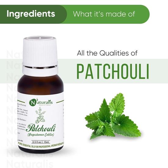 Naturalis Essence Of Nature Patchouli Essential Oil Undiluted Pure And Natural Therapeutic Grade For Skin Care, Hair Care And Aromatherapy - 15Ml