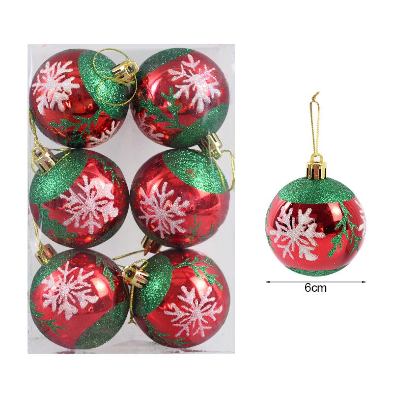 6Pcs/box 6cm Christmas Ball Ornaments Xmas Tree Hanging Pendant Christmas Decorations for Home 2025 Navidad Natal New Year Gift