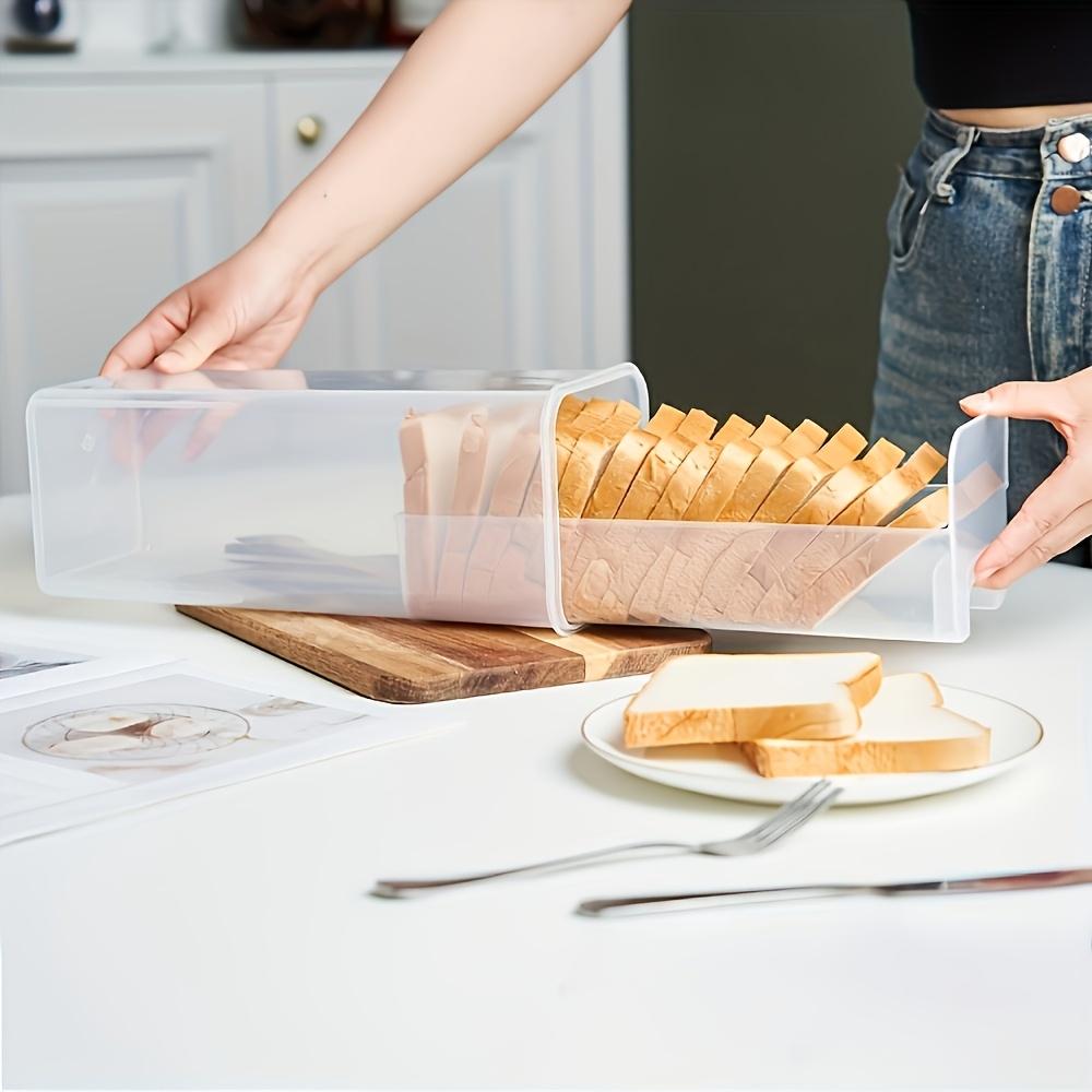1pc Airtight Bread Box with Lid – Clear Plastic Food Storage Container with Inner Compartments, Reusable Rectangular Bread Keeper for Freshness