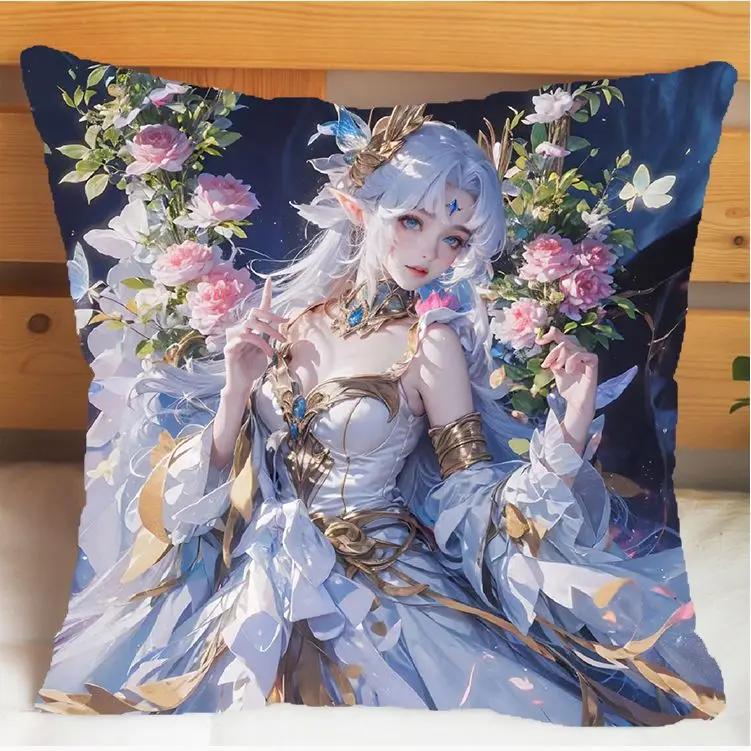 Arena of Valor Honor of Kings Diao Chan Pillow and Pillowcase Cushion Cover Case Double Sided Print Plush Throw Pillows 40x40cm