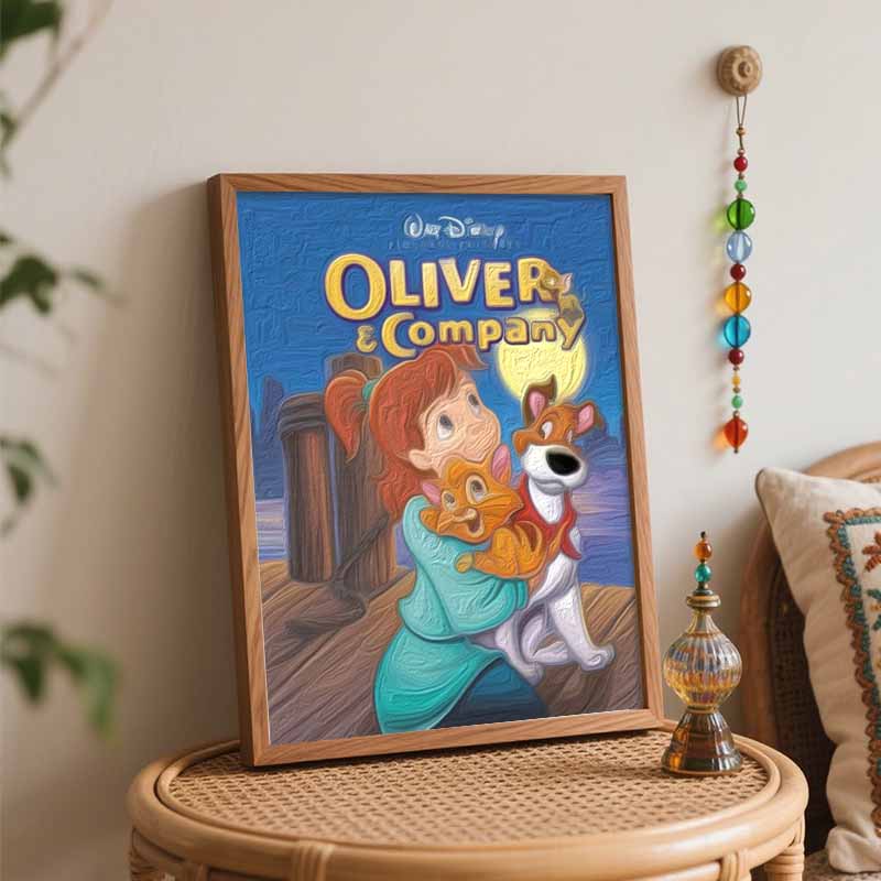 Disney Oliver and Company oil painting handmade diy wall art gifts home decorations