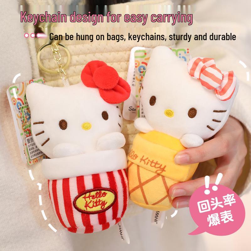 Hello Kitty Plüschpuppe Schlüsselanhänger – Niedliche Katze Schulranzen Anhänger