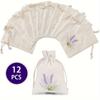 12pcs Lavender Embroidered Canvas Drawstring Bags | for Jewelry/Gifts/Party Favors | Ideal for Weddings/Birthdays/Holidays