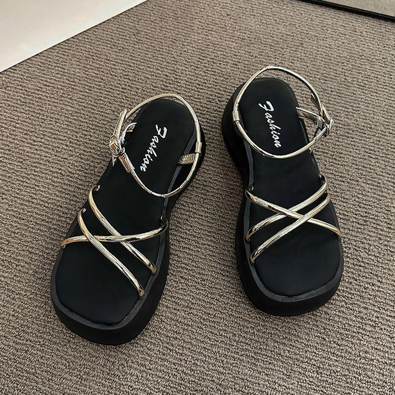 Platform women's sandals new small silver beach sandals vacation slippers