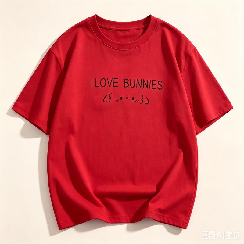 Pure Cotton Unisex White Tshirt I Love Bunnies Cute Face Text Print Oneck Loose Short Sleeve Kawaii Casual Daily Tee