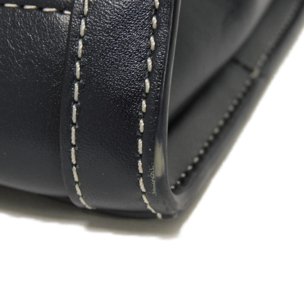 Used Walker Large Canvas Satchel (10833) and Navy Calfskin 2-Way Shoulder Bag (7924) with Double T Logo in Natural,