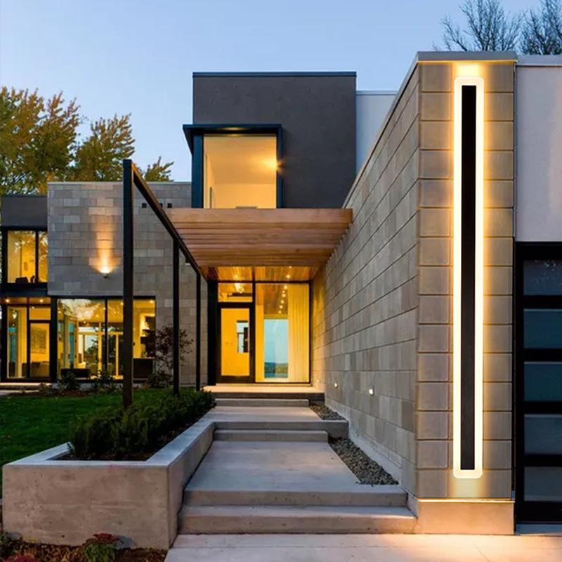 Modern Minimalist Outdoor Waterproof Linear LED Wall Lamp for Villa, Courtyard, Hotel, or Corridor