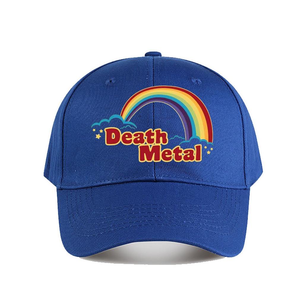 Rainbow  Death Metal Contrast Kitsch Emblem Design Baseball Cap Fashion Outdoor Sports Sunhat Unisex Snapback Cap WoUnisexs
