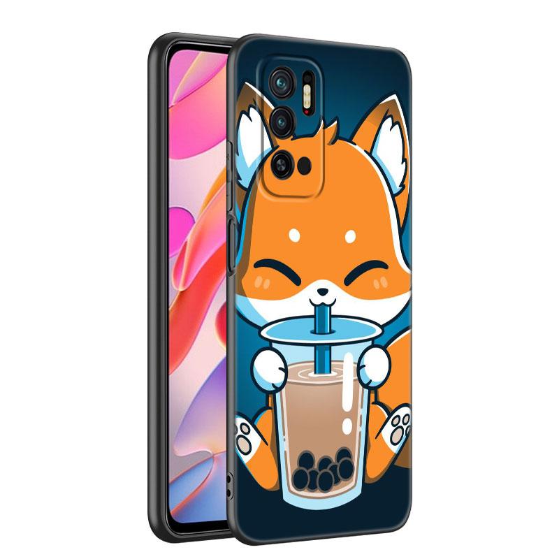 Cute Cartoon Fox Phone Case For Xiaomi Mi A2 8 9 SE Note 10 10T 11 12 Lite 9T 11T 12S 12T Pro A3 6X 12X Soft TPU Black Cover