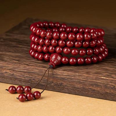 Cinnabar Purple 108-Bead Mala Necklace Bracelet for Men and Women