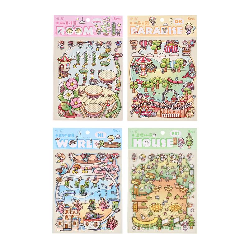 Yuezhen Dreamland 3D Cartoon Landscape Stickers for Kids