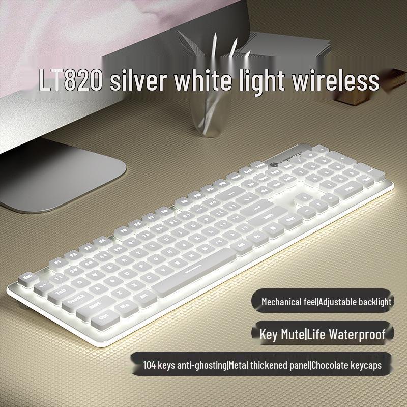 Ultra-Quiet Illuminated Mechanical Feel Wired Keyboard & Wireless Mouse Set for Office & Tablet Use