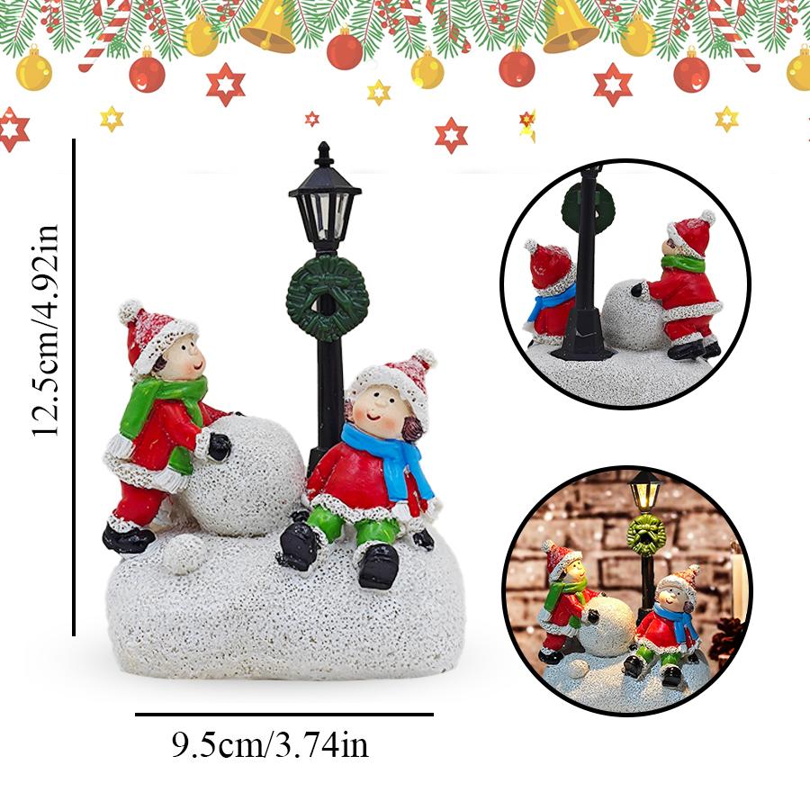 Cute christmas statue with led lights, christmas country scene table decoration, cute interior christmas decoration, gifts