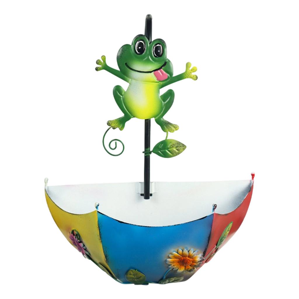 Creative Umbrella Shape Wall Planter For Garden Balcony Porch With Animal Ornament Iron Hanging Flower Pot Outdoor Indoor Decoration