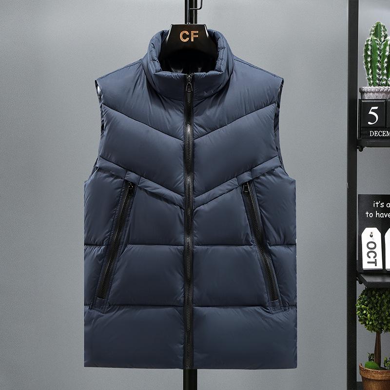 Men's Plus Size Winter Fashion Cotton Vest - Trendy Sleeveless Jacket with Stand Collar