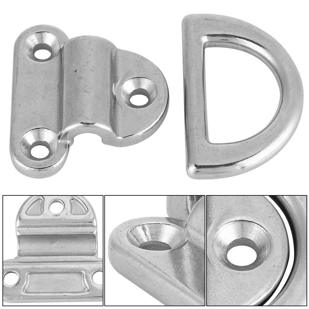 316 Stainless Steel Boat Folding Pad Eye Lashing D Ring Tie Down Cleat (4 Pcs 8mm)