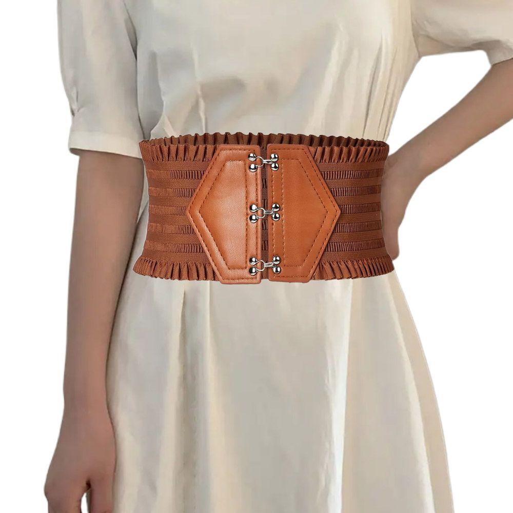 Triple Buckle Wide Belt Elegant Decorative Dress Girdle Women Lady Girl Waistband