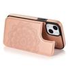 For iPhone 14 Case Imprinted Mandala Flower Kickstand PU Leather+TPU Phone Cover