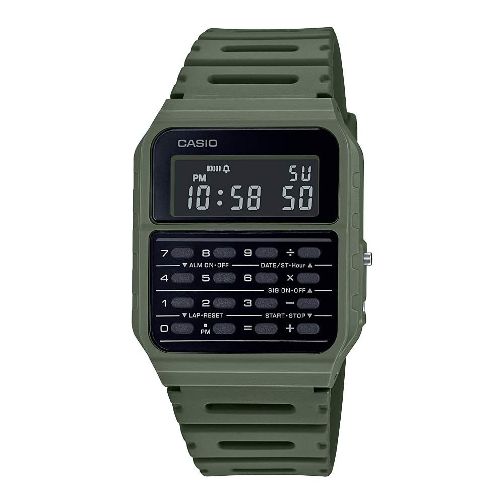 Casio Databank Quartz Watch with Resin Strap, Green, 24.1 (Model: CA-53WF-3BCF)