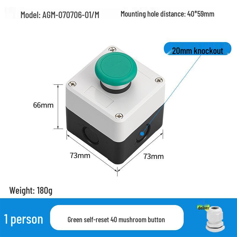 KEOLEA Waterproof Emergency Stop & Start Button, Industrial Self-Reset Push Control Box