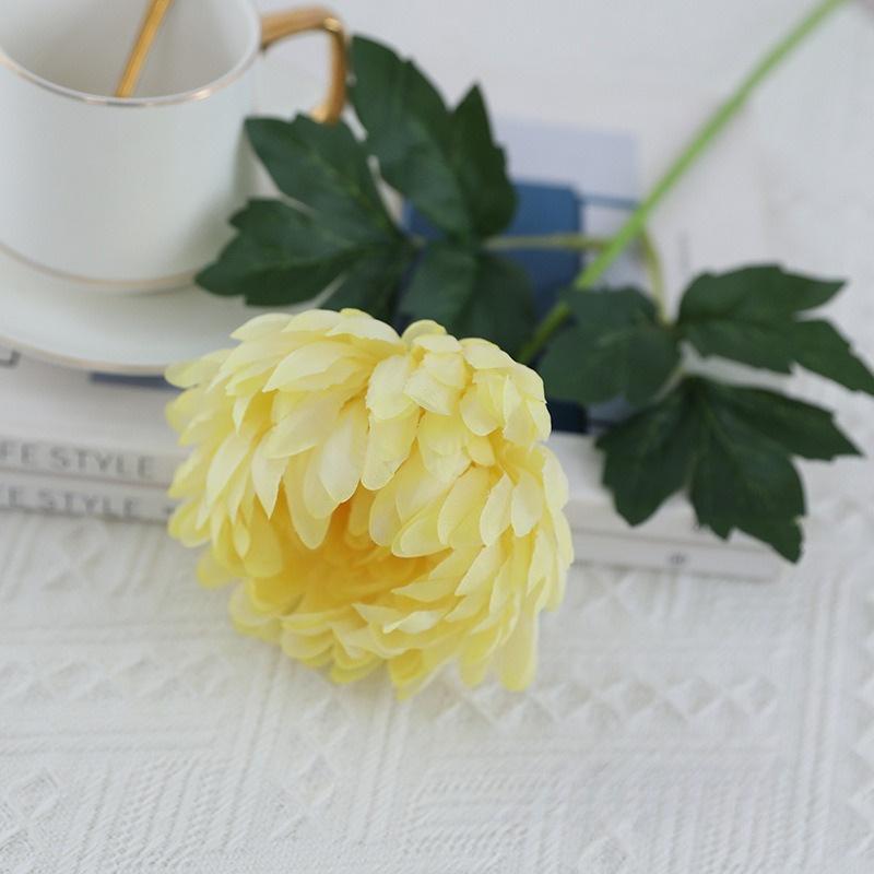 

3 шт. Имитация Одиночная ветка Шелковая ткань Золотая хризантема Маргаритка Пион Искусственный цветок жёлтый
