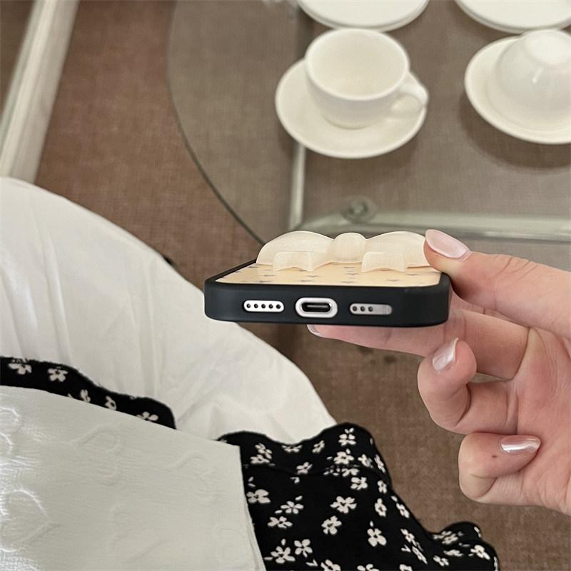 Cute new diamond plaid bow Phone Case For iPhone 16 15 14 13 Pro Max fundas iphone 15 case Protective cover